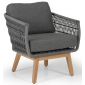 Кресло плетеное с подушками BraFab Kenton тик, искусственный ротанг, ткань серый Фото 1