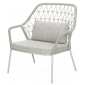Кресло лаунж плетеное с подушкой PEDRALI Panarea сталь, роуп, ткань бежевый, песочный Фото 1