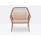 Кресло лаунж плетеное с подушкой PEDRALI Panarea сталь, роуп, ткань терракотовый, розовый Фото 4