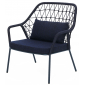 Кресло лаунж плетеное с подушкой PEDRALI Panarea сталь, роуп, ткань синий Фото 1