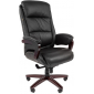 Кресло компьютерное Chairman 404 металл, дерево, кожа, пенополиуретан, синтепон черный Фото 1