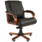 Кресло компьютерное Chairman 653 М металл, дерево, кожа, пенополиуретан черный Фото 1