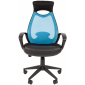 Кресло компьютерное Chairman 840 Black металл, пластик, ткань, сетка, пенополиуретан черный/голубой Фото 2