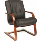 Кресло офисное для посетителей Chairman 653 V дерево, кожа, пенополиуретан черный Фото 1