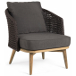 Кресло плетеное с подушками Garden Relax Ninfa тик, роуп, sunbrella натуральный, серый Фото 1