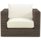 Кресло плетеное с подушками Ethimo Cube искусственный ротанг, акрил коричневый, слоновая кость Фото 1