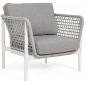 Кресло плетеное с подушками Garden Relax Isidora алюминий, роуп, акрил белый, серый Фото 1