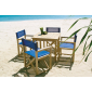 Кресло деревянное складное мягкое Giardino Di Legno White Sand тик, батилин синий Фото 4