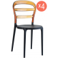 Комплект пластиковых стульев Siesta Contract Miss Bibi Set 4 стеклопластик, поликарбонат черный, янтарный Фото 1