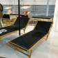 Шезлонг-лежак металлический Magnani VIP алюминий, текстилен Jaquio золотой Фото 4