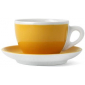 Кофейная пара для двойного капучино Ancap Verona Millecolori фарфор желтый, деколь чашка, ручка, блюдце Фото 1