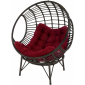 Кресло лаунж плетеное с подушкой Ecodesign Orbit металл, искусственный ротанг темно-коричневый, бордовый Фото 1