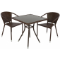 Комплект плетеной мебели Ecodesign Cafe сталь, искусственный ротанг, стекло кофейный Фото 1