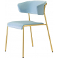 Кресло с обивкой Scab Design Lisa сталь, дерево, вельвет золотой, голубой Фото 1