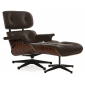Кресло дизайнерское с оттоманкой Beon A348+A349 (Eames Style Lounge Chair & Ottoman) металл, дерево, натуральная кожа коричневый Фото 1