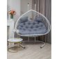 Кресло плетеное подвесное двухместное Astella Furniture Bueno Grande 2XL сталь, искусственный ротанг, ткань белый Фото 2