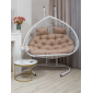 Кресло плетеное подвесное двухместное Astella Furniture Bueno Grande 2XL сталь, искусственный ротанг, ткань белый Фото 5