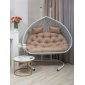 Кресло плетеное подвесное двухместное Astella Furniture Fresco Grande 2XL сталь, искусственный ротанг, ткань белый Фото 2