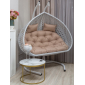 Кресло плетеное подвесное двухместное Astella Furniture Fresco Grande 2XL сталь, искусственный ротанг, ткань белый Фото 1
