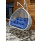 Кресло плетеное подвесное Astella Furniture Lucca Grande 2XL сталь, искусственный ротанг, ткань белый, бирюзовый Фото 1