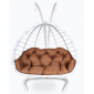 Кресло плетеное подвесное Astella Furniture Matera Grande 2XL сталь, искусственный ротанг, ткань белый, бирюзовый Фото 2