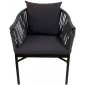 Кресло плетеное с подушкой Tagliamento Modena алюминий, теслин, акрил черный, темно-серый Фото 1