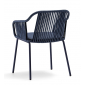 Кресло плетеное с подушкой PEDRALI Babila Twist сталь, роуп, ткань синий Фото 7