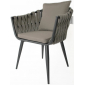 Кресло плетеное с подушками Tagliamento Verona алюминий, роуп, акрил антрацит, темно-коричневый Фото 1