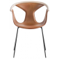 Кресло с обивкой PEDRALI Fox сталь, ясень, натуральная кожа беленый ясень, коричневый Фото 1