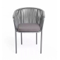 Кресло плетеное с подушкой 4SIS Бордо алюминий, роуп, ткань серый Фото 2
