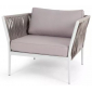 Кресло плетеное 4SIS Касабланка алюминий, роуп, ткань светло-серый Фото 1