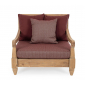 Кресло деревянное с подушками Garden Relax Bali тик, олефин натуральный, винный Фото 2