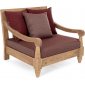 Кресло деревянное с подушками Garden Relax Bali тик, олефин натуральный, винный Фото 1