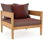 Кресло деревянное с подушками Garden Relax Kobo тик, олефин натуральный, винный Фото 1