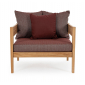 Кресло деревянное с подушками Garden Relax Kobo тик, олефин натуральный, винный Фото 2
