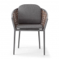 Кресло плетеное с подушками Grattoni Muses алюминий, роуп, олефин антрацит, темно-серый Фото 4