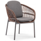 Кресло плетеное с подушками Grattoni Bari алюминий, роуп, олефин антрацит, коричневый, темно-серый Фото 1