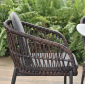 Кресло плетеное с подушками Grattoni Bari алюминий, роуп, олефин антрацит, коричневый, темно-серый Фото 3