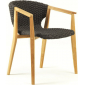 Кресло деревянное плетеное Ethimo Knit тик, роуп тик, серый Фото 1