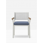 Кресло металлическое с подушкой PEDRALI Guinea алюминий, тик, текстилен, ткань белый, синий Фото 6