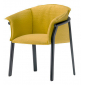 Кресло деревянное с подушкой PEDRALI Lamorisse Wood ясень, ткань черный ясень, желтый Фото 1