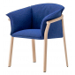 Кресло деревянное с подушкой PEDRALI Lamorisse Wood ясень, ткань беленый ясень, синий Фото 1