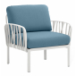 Кресло пластиковое с подушками Nardi Komodo Poltrona стеклопластик, Sunbrella белый, синий Фото 1