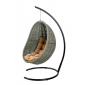 Кресло плетеное подвесное DW Cocoon сталь, искусственный ротанг, полиэстер серый Фото 14