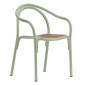 Кресло металлическое PEDRALI Soul Outdoor алюминий, тик зеленый, натуральный Фото 1