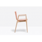 Кресло деревянное с обивкой PEDRALI Malmo ясень, ткань беленый ясень, розовый Фото 4