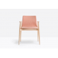Кресло деревянное с обивкой PEDRALI Malmo ясень, ткань беленый ясень, розовый Фото 5