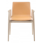 Кресло деревянное с обивкой PEDRALI Malmo ясень, натуральная кожа беленый ясень, светло-коричневый Фото 1