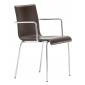Кресло с мягкой обивкой PEDRALI Kuadra XL сталь, кожа хромированный, коричневый Фото 1