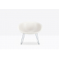 Лаунж-кресло с обивкой на полозьях PEDRALI Gliss Lounge сталь, натуральная кожа хромированный, белый Фото 5